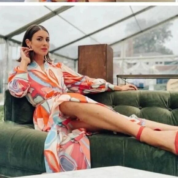 ALEXIS for Target Mixed Floral Long Sleeve Robe Dress XS NWOT - Picture 2 of 10